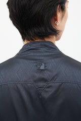 Versace Navy Nylon Geometric Jacquard Jacket