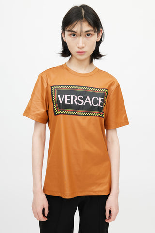 Versace Orange Block Logo T-Shirt