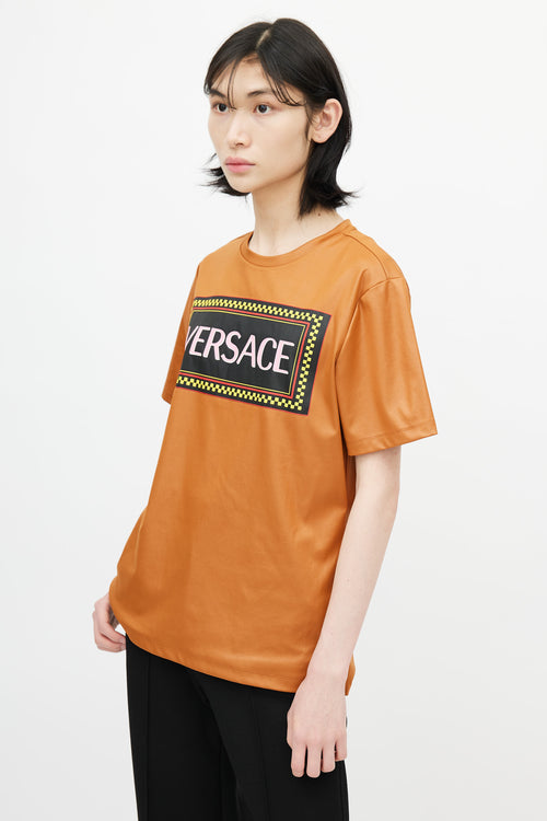 Versace Orange Block Logo T-Shirt