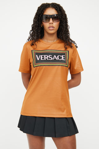 Versace Orange Graphic Logo Top