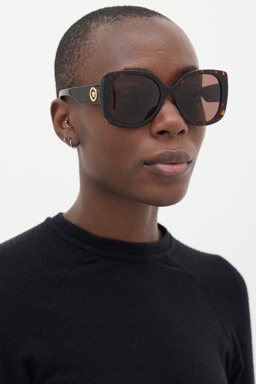 Versace Brown Marbled MOD4387 Logo Square Sunglasses