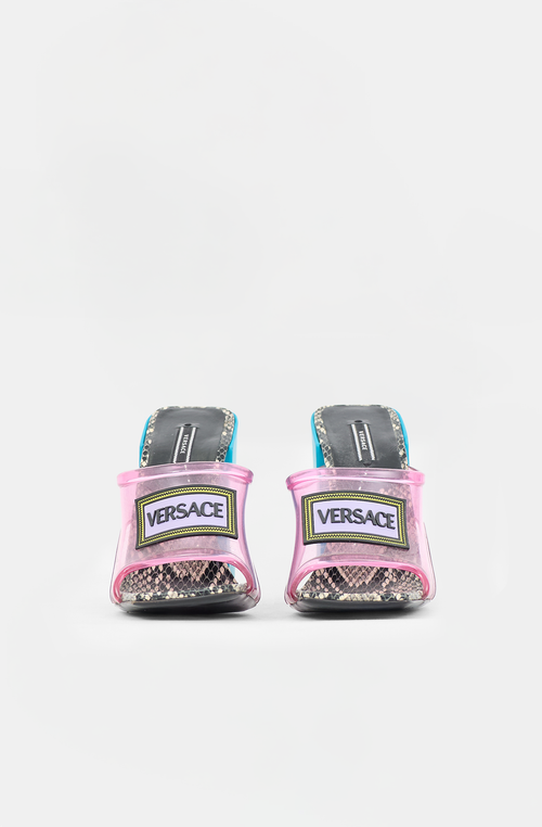 Versace PVC & Leather Logo Sandal