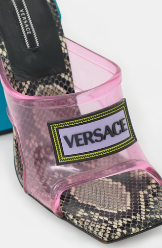Versace PVC & Leather Logo Sandal
