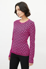 Versace Pink & Black Knit La Greca Top