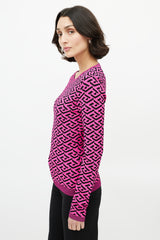 Versace Pink & Black Knit La Greca Top