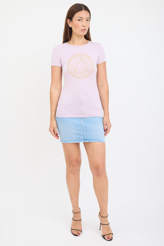 Versace Pink Studded Medusa T-Shirt