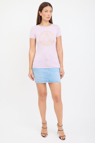 Versace Pink Studded Medusa T-Shirt