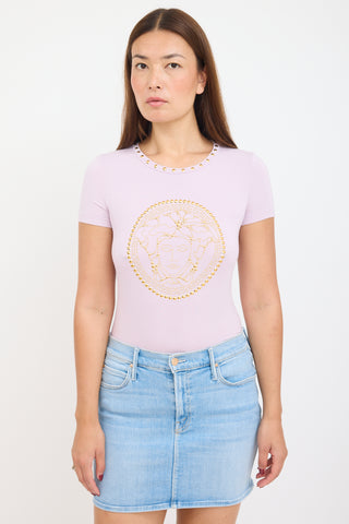 Versace Pink Studded Medusa T-Shirt