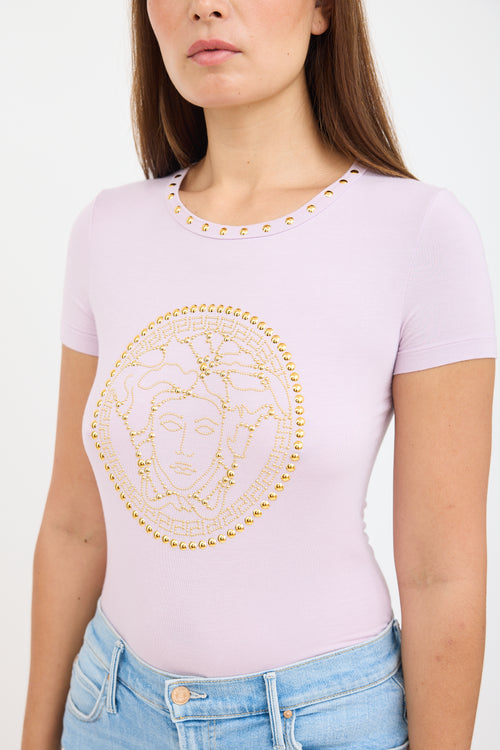 Versace Pink Studded Medusa T-Shirt