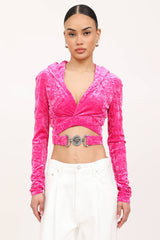 Versace Velvet Hooded Crossover Top