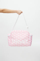 Versace Pink & White La Greca Diaper Bag
