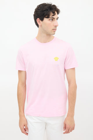 Versace Pink & Yellow Medusa Patch Logo T-Shirt