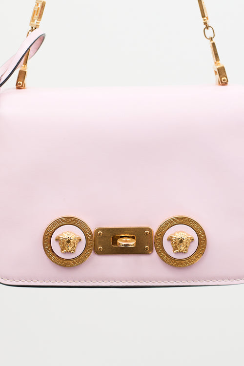 Versace Pink Leather Mini Icon Flap Bag