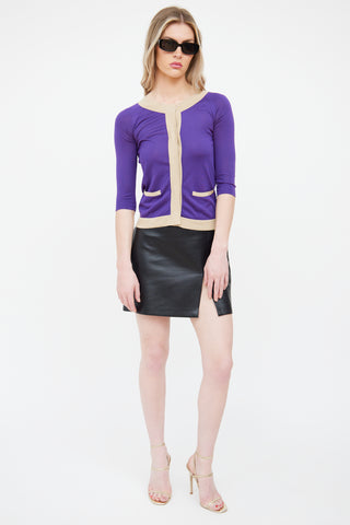 Versace Purple & Beige Button Cardigan