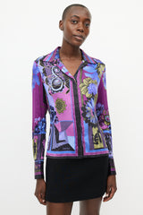 Versace Purple & Multicolour Silk Floral Shirt