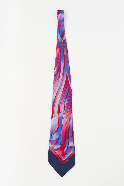 Versace Purple & Multicolour Silk Abstract & Geomtric Tie