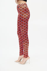 Versace Red & Black Le Greca Logo Legging