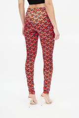 Versace Red & Black Le Greca Logo Legging