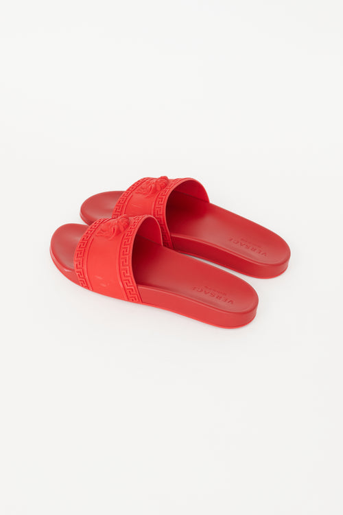 Versace Red Palazzo Rubber Slide