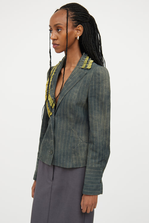 Versace Green Ruffle Denim Jacket