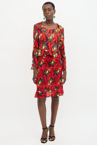 Versace SS 1997 Chiffon Heart Print Blouse