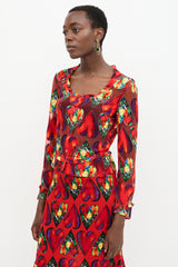 Versace SS 1997 Chiffon Heart Print Blouse