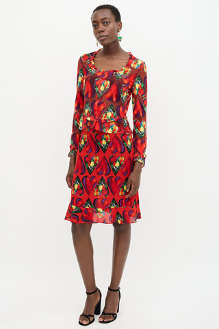 Versace SS 1997 Chiffon Heart Print Skirt