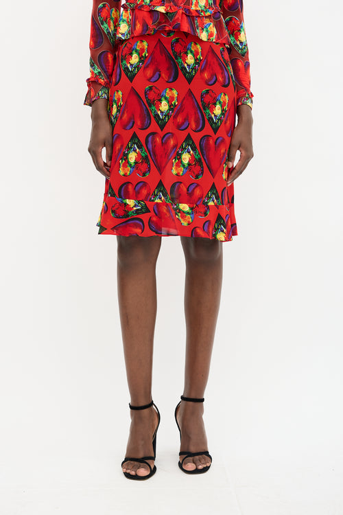 Versace SS 1997 Chiffon Heart Print Skirt