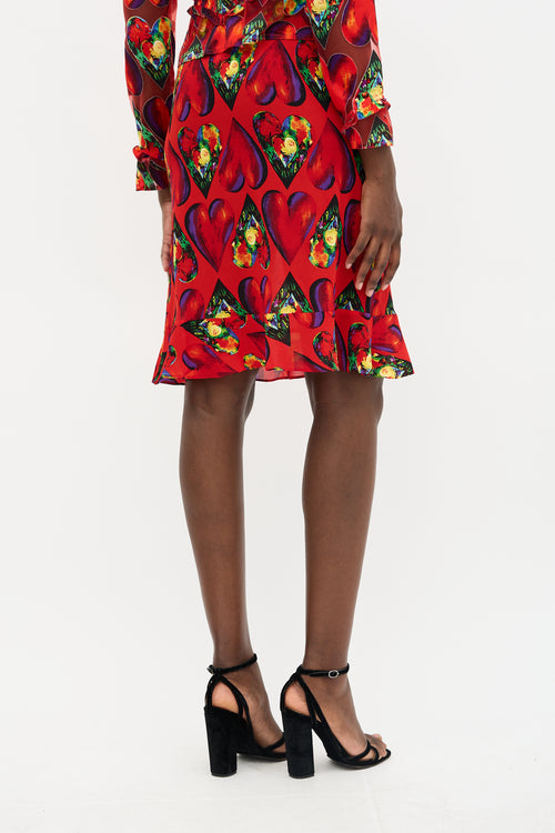 Versace SS 1997 Chiffon Heart Print Skirt