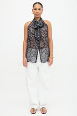 Versace Silk Floral Tie Blouse