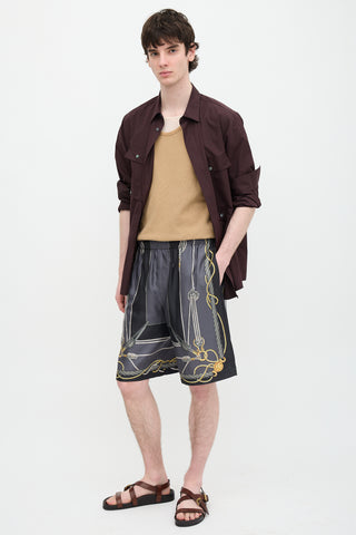 Versace Silk Nautical Print Shorts