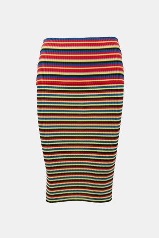 Versace Rib Knit Striped Skirt
