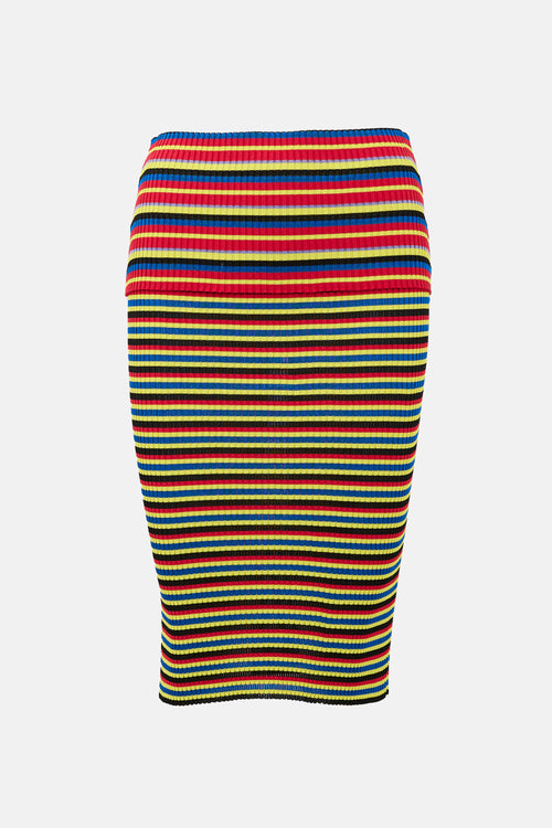 Versace Rib Knit Striped Skirt