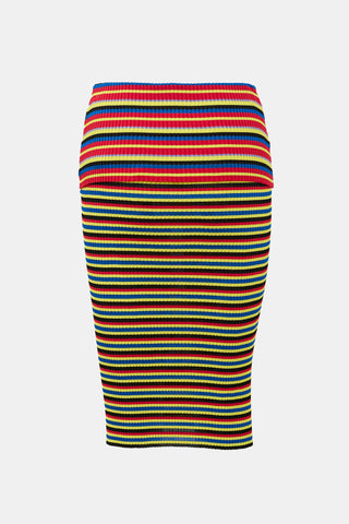 Versace Rib Knit Striped Skirt