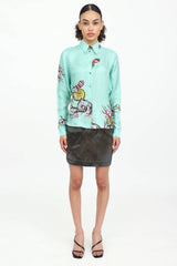 Versace Collection Silk Button Up Top