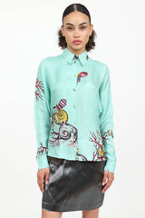 Versace Collection Silk Button Up Top