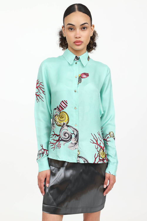 Versace Collection Silk Button Up Top