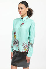 Versace Collection Silk Button Up Top