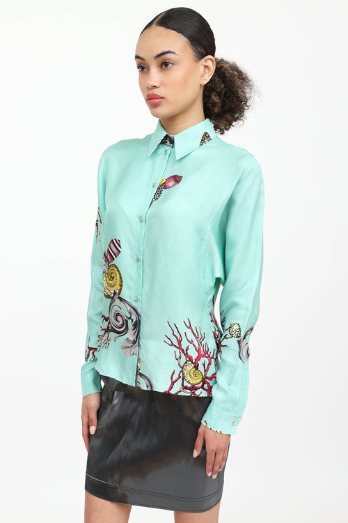 Versace Collection Silk Button Up Top