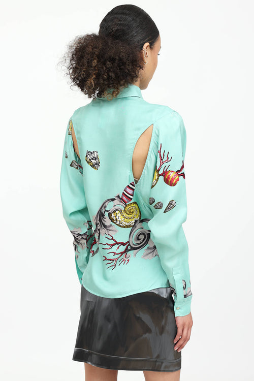 Versace Collection Silk Button Up Top