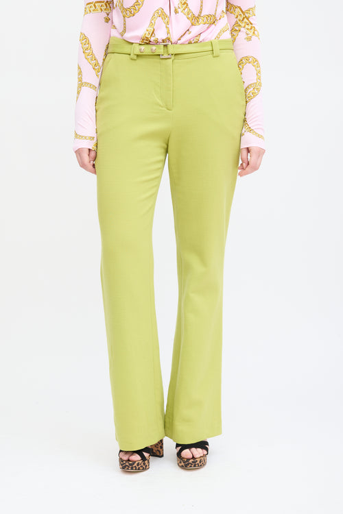 Versace Vintage Green Wool Belted Trouser