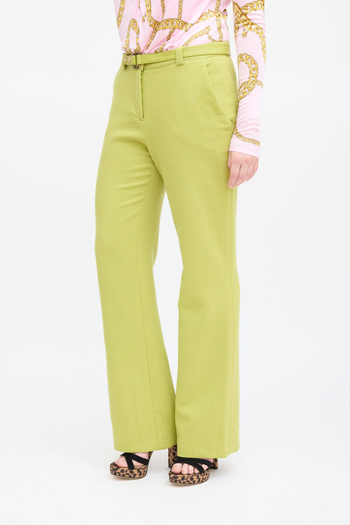 Versace Vintage Green Wool Belted Trouser