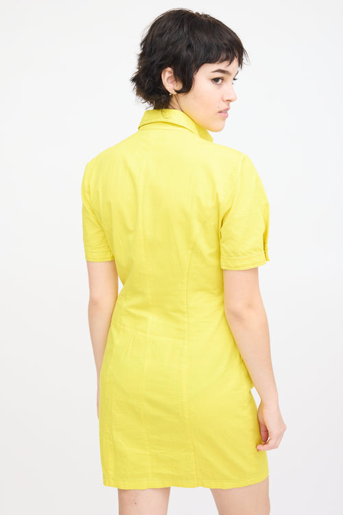 Versace Vintage Yellow Cotton & Linen Mini Dress