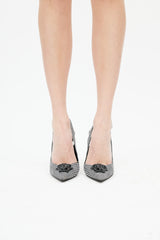 Versace White & Black Houndstooth Medusa Heel