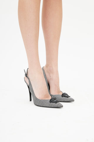 Versace White & Black Houndstooth Medusa Heel