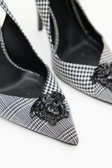 Versace White & Black Houndstooth Medusa Heel