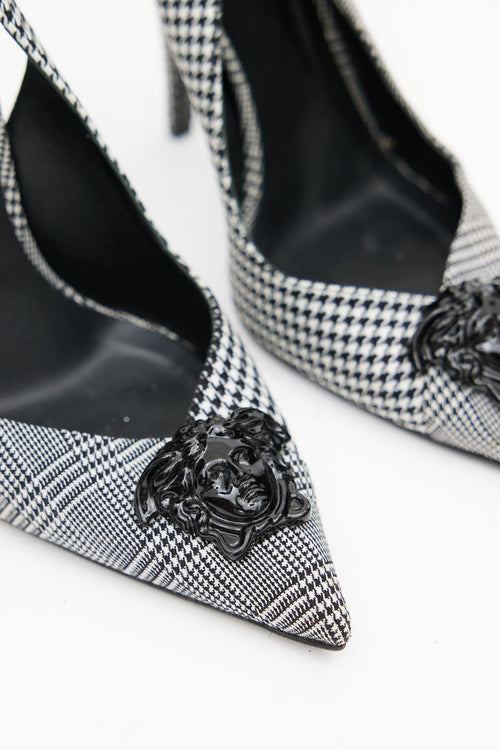 Versace White & Black Houndstooth Medusa Heel
