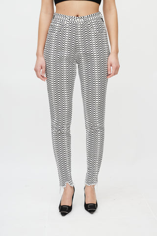 Versace White & Black Wave Denim Jeans