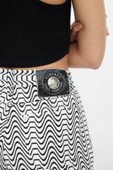 Versace White & Black Wave Denim Jeans