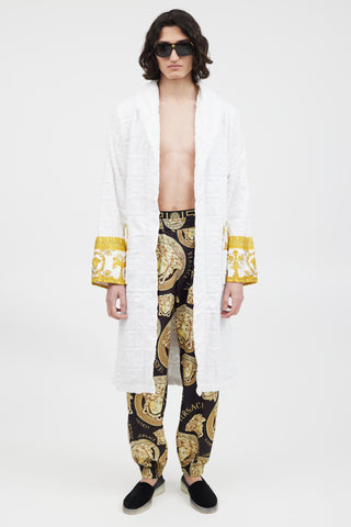 Versace White & Gold Baroque Belted Robe